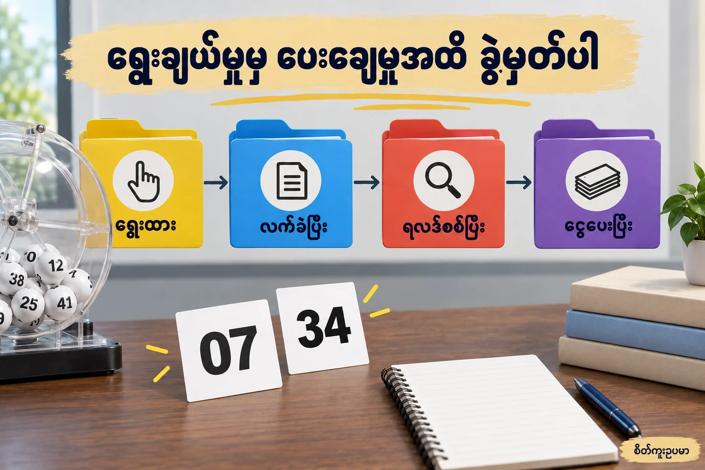ထီအော်ဒါဘဝစဉ်၏ စကားလုံးနှင့် အထောက်အထားကို ခွဲနည်း ကို ရှင်းပြသော စိတ်ကူးဥပမာပုံ။