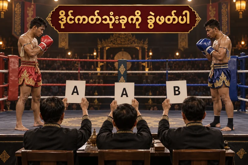 မူယာထိုင်းကွင်းနှင့် သီးခြားဒိုင်ကတ်သုံးခု ပါသည့် မူရင်းသရုပ်ဖော်ပုံ