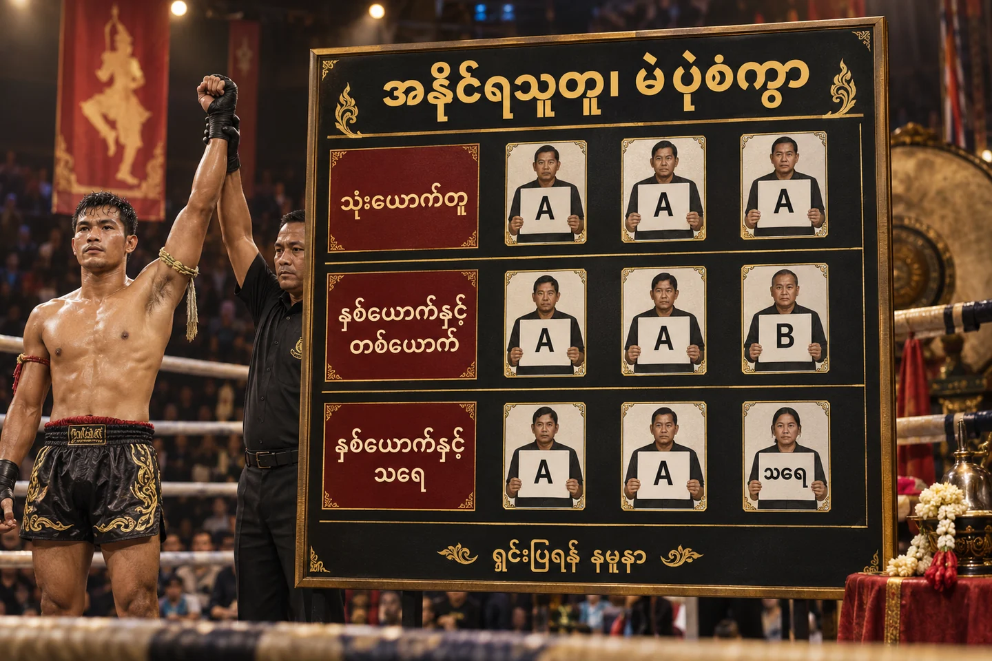 ဒိုင်ရွေးချယ်မှု A/A/A၊ A/A/B၊ A/A/သရေကို အဆင့်သုံးမျိုး ခွဲထားပုံ
